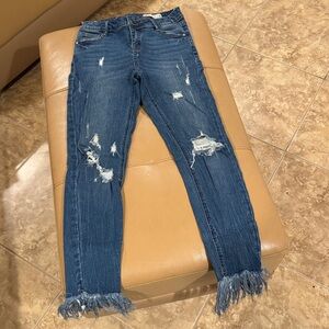 Women's Distressed Skinny Jeans - Blue